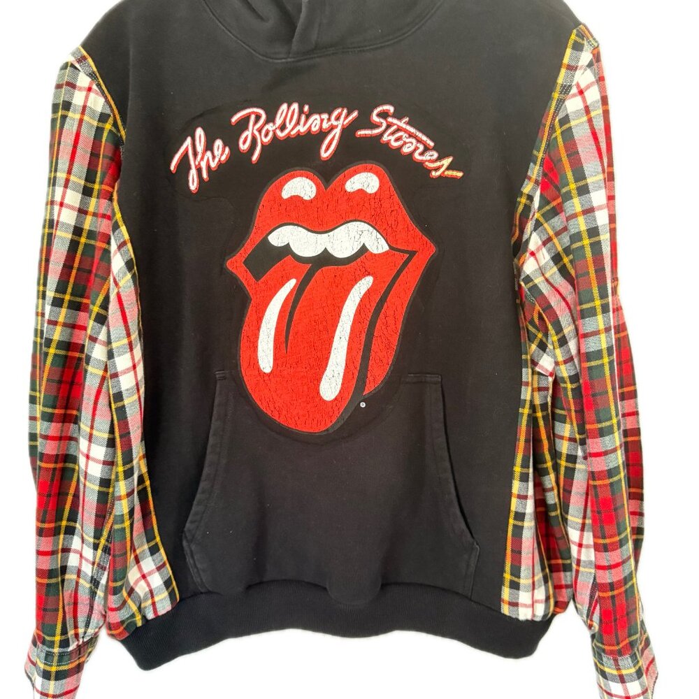 ROLLING STONES - UPCYCLED HOODIE SWEATSHIRT - w/pocket